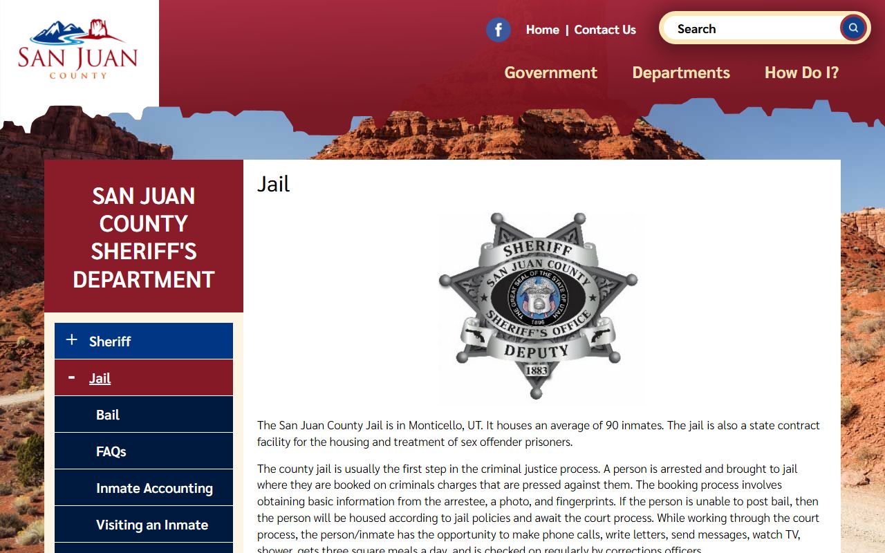 San Juan County Jail inmate population source page